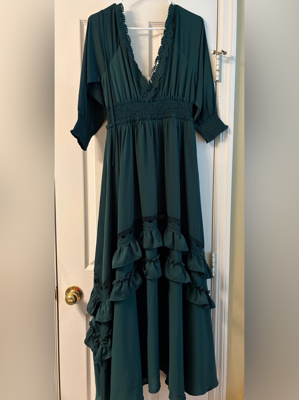 NWT Baltic Born Women’s Green Pippa Ruffle V-Neck Maxi Dress - Picture 2 of 4